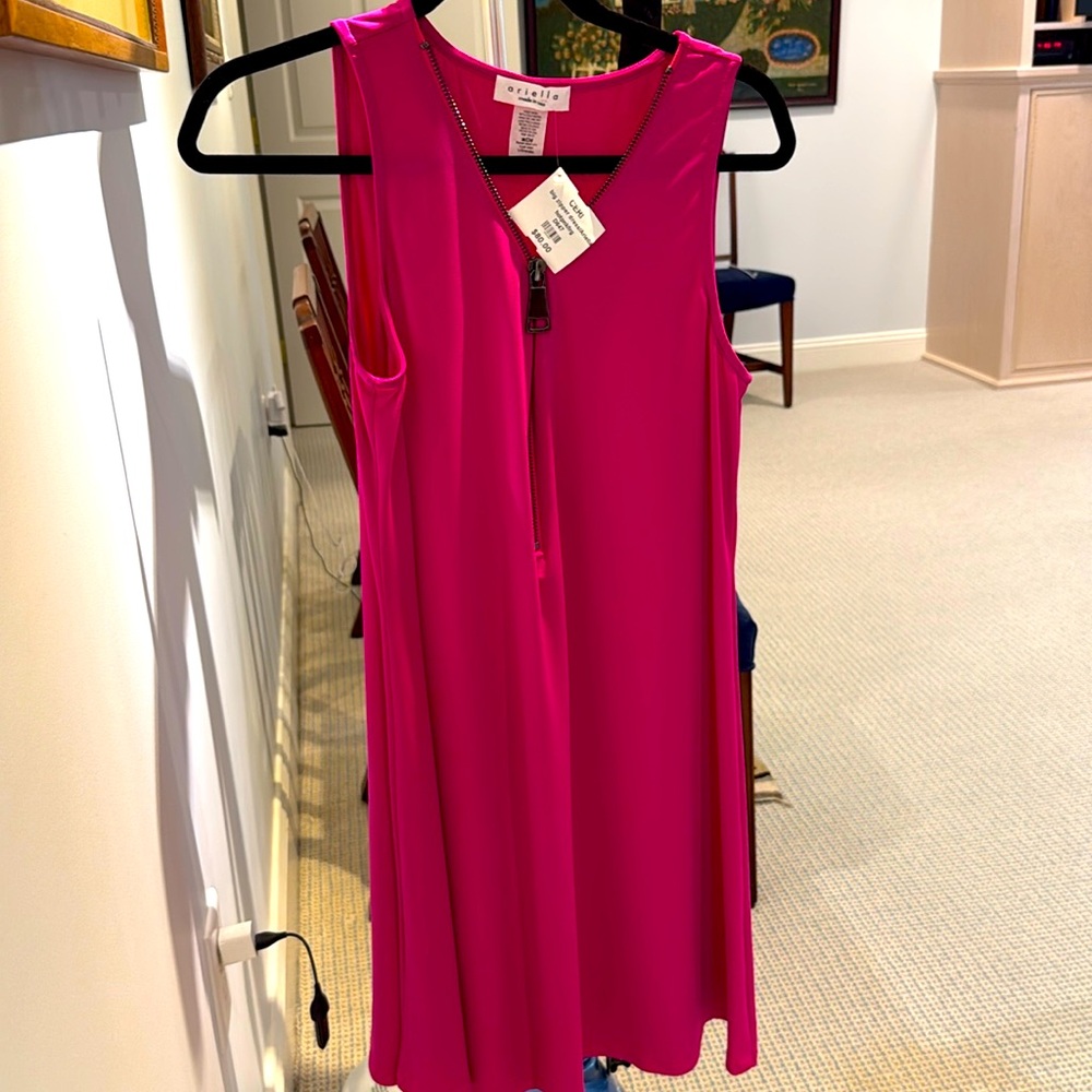 Ariella Pink Halter A-Line Mini Swing Dress NWT Made in USA. Beat the heat!!